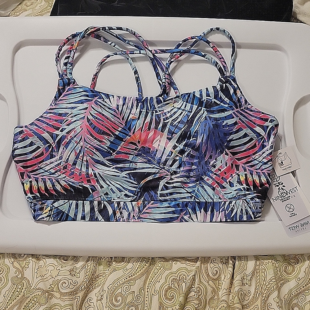 NWT Beautiful Print Nine West Active Sports Bra L
